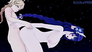 Raiden Shogun and Faruzan's emotional intense sex with Aether in Genshin Impact