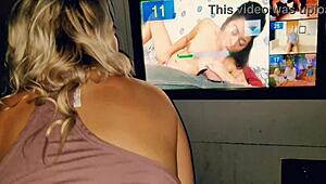 Curious couple explores wild sex with big toys at an adult store