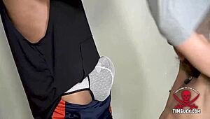 dariel and aaron engage in gay blowjob sucking oral spitting and face fucking