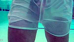 xnxxjohn, the pool boy, rocks a see-thru look while working underwater with his gopro.