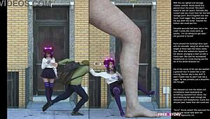 this 3d cartoon features big apple small gesture sex.