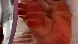 I take off my nylon and take a shower.