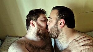 Chubby bisexual guys kissing with big cocks!