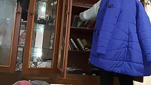 While my classmate searched for a book, I secretly masturbated under covers