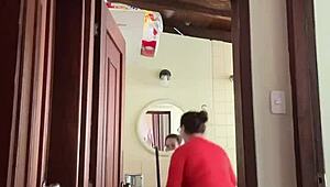 my neighbor is in the bathroom masturbating and getting creampied