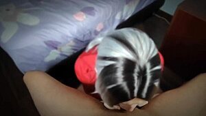 Beautiful Asian ladyboy gives a great blowjob in this homemade video