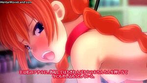 Redhead anime babe in hentai scene