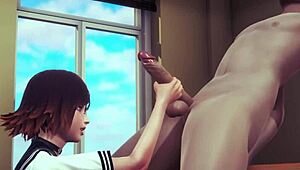 Hentai Uncensored - Sara Uses His Hand And Pussy For Pleasure - Japanese Asian Manga Anime Game Porn