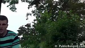 Extreme public threesome orgy under the Eiffel Tower in Paris with risky fucking.