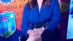 Spicy Hot Indian Tv Anchor Cricket Show