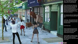 this 3d cartoon features big apple small gesture sex.