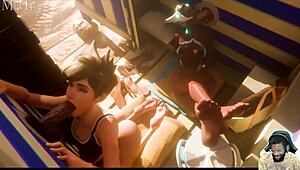 Sombra's gloryhole deepthroating and face fucking holiday