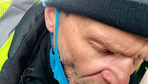 Amateur Gay Backseat Fun with Uncut Cock, Swallow and Cum