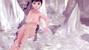 anime girl leo tries hot spring bath in secret spot