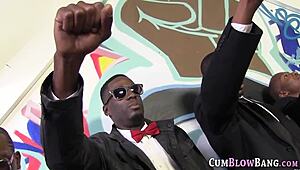 Throating Babe in Group Blowbang Session