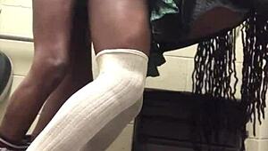 Creaming on big cock in gas station bathroom with sloppy asshole gaping