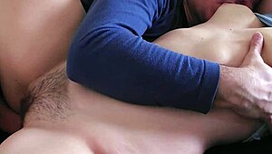 Daddy, your huge cock hurts, but sucking nipples makes me cum inside her