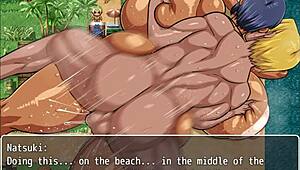 Tanned Girl Natsuki Hentai Game Ep 24 Rough Anal And Pussy Creampie On Public Beach