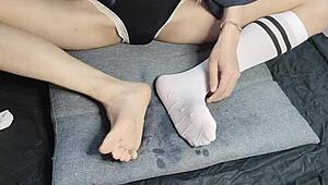 Feet Fetish with Slim Chinese Twink in Barefoot Action