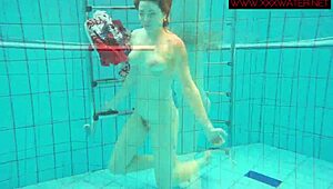 Hairy ginger Polish teen, wanna see her swim naked underwater in the pool?