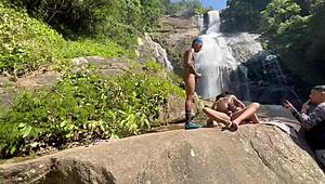 skinny brazilian pretinha 18 gets doggystyle anal by the waterfall in raw amateur outdoor clip. full video on red and cher for big clit action!