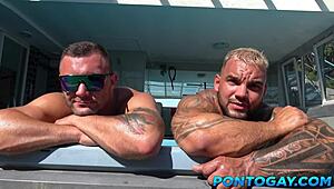 Lonely Gay Daddy Takes Big Cocks From Two Young Studs