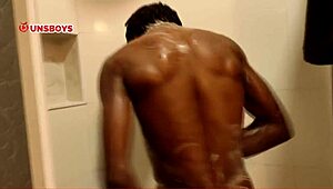 Brazilian straight guy showers at gay friend’s house, curious vibes