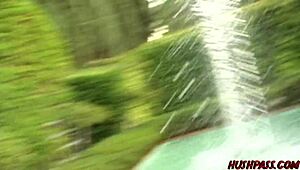 kinky asian amateur sucks cock then fucks outdoors