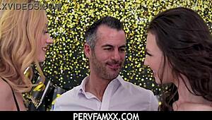 Pervfamxx features teen step daughters in taboo threesome with milf on New Year's, starring Liz Jordan, Jazmin Luv, and Brock Cooper