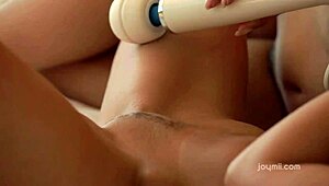 Intense orgasms explode in erotic lesbian threesome with toys and pussy play