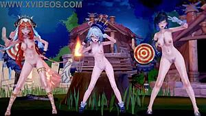 Genshin Furina Nilou Yelan Hentai MMD Animation