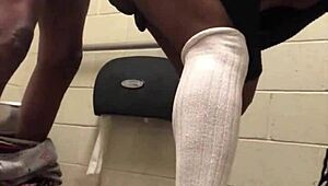 Creaming on big cock in gas station bathroom with sloppy asshole gaping