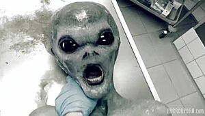 Roswell UFO horror unfolds with bound alien hardcore action