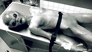 Roswell UFO horror unfolds with bound alien hardcore action