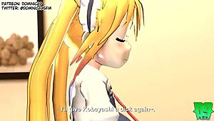 maid dragon tohru in naked cartoon scene