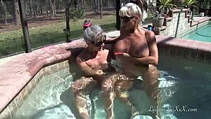 Sally says, 'Let's have pool time with some lesbian fun'