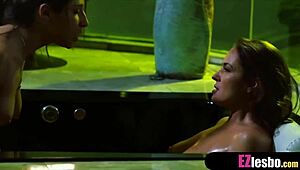 Relaxing bath turns steamy with hot pussy licking between roommates. Who knew?