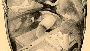 Vintage erotic illustration showcases interracial anime in retro cartoon style