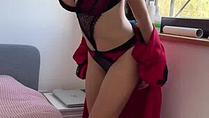 girl masturbates by window