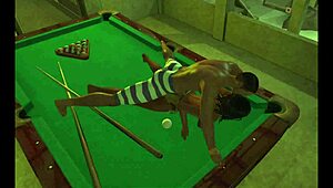 playing on the pool table?