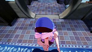 In Naruto hentai, Sakura is pov fucked doggystyle against the wall right after swallowing cum