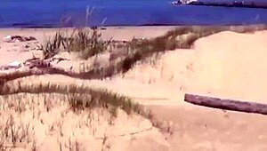 Mature juicy female cums loudly on beach from hard doggystyle fucking