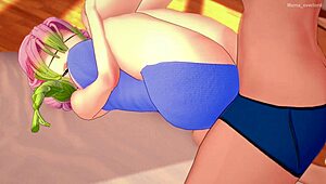 Guy removes towel from mitsuri kanroji for fun