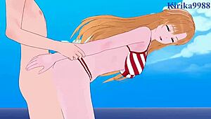 asuna yuuki and sinon shino asada have intense sex in hentai