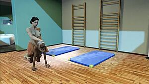 Old Muscle Girl Trains In 3D Gym With Muscular Ass Focus