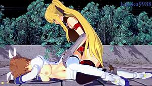 Fate Testarossa and Nanoha Takamachi in intense lesbian play with futanari sex in Magical Girl Lyrical Nanoha Strikers hentai