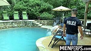 Gay Officer Strips Twink Suspect for Deep Blowjob and Hardcore Missionary Pounding - Menperps.