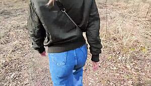 Nympho Drags Me into Bushes for Wild Orgasm