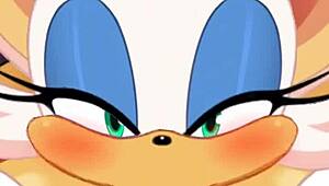 anime rouge is sucking cock swallowing cum while getting her ass fucked hard in hentai