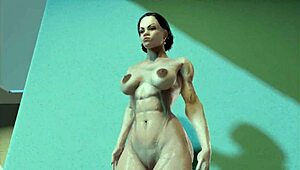 Old Muscle Girl Trains In 3D Gym With Muscular Ass Focus